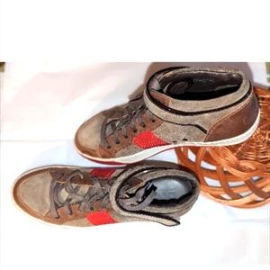 Lanvin Paris HI-TOP Suede Leather Sneakers Shoes Scarpe Size 11 Made In Italy